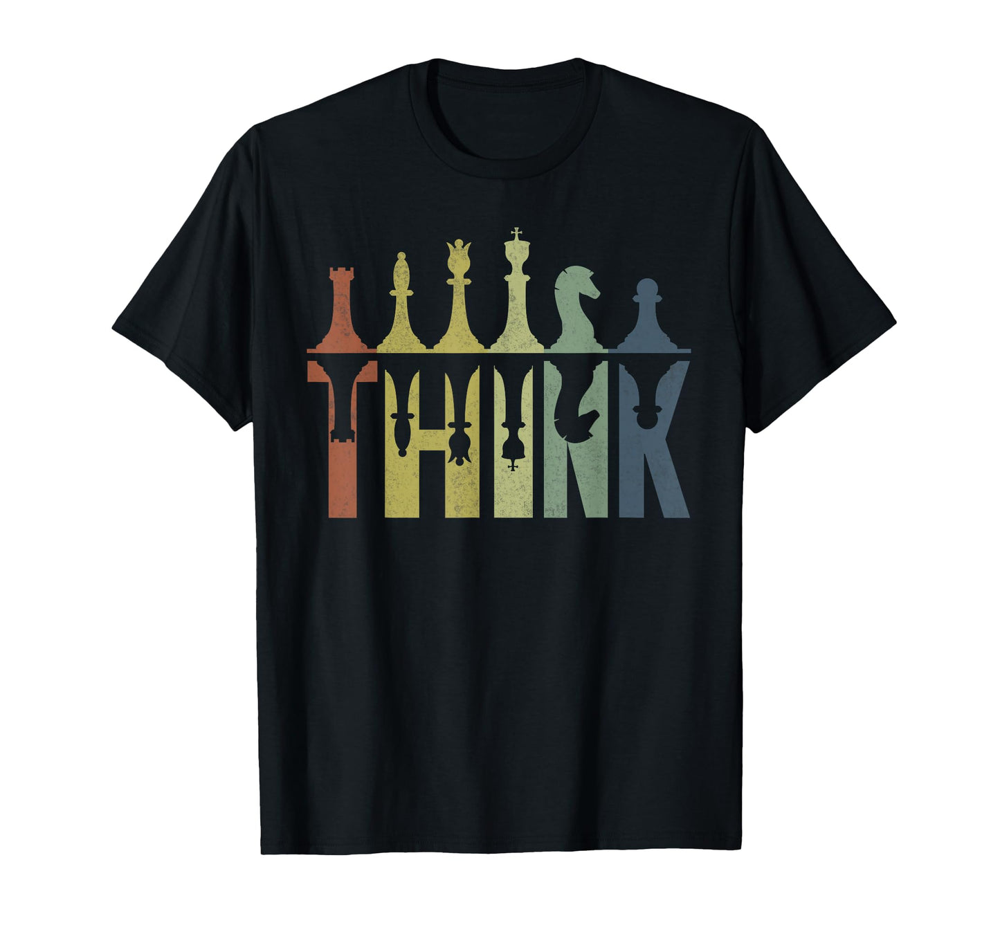 Think Retro Vintage Chess Pieces Player Gifts Chess Coach T-Shirt