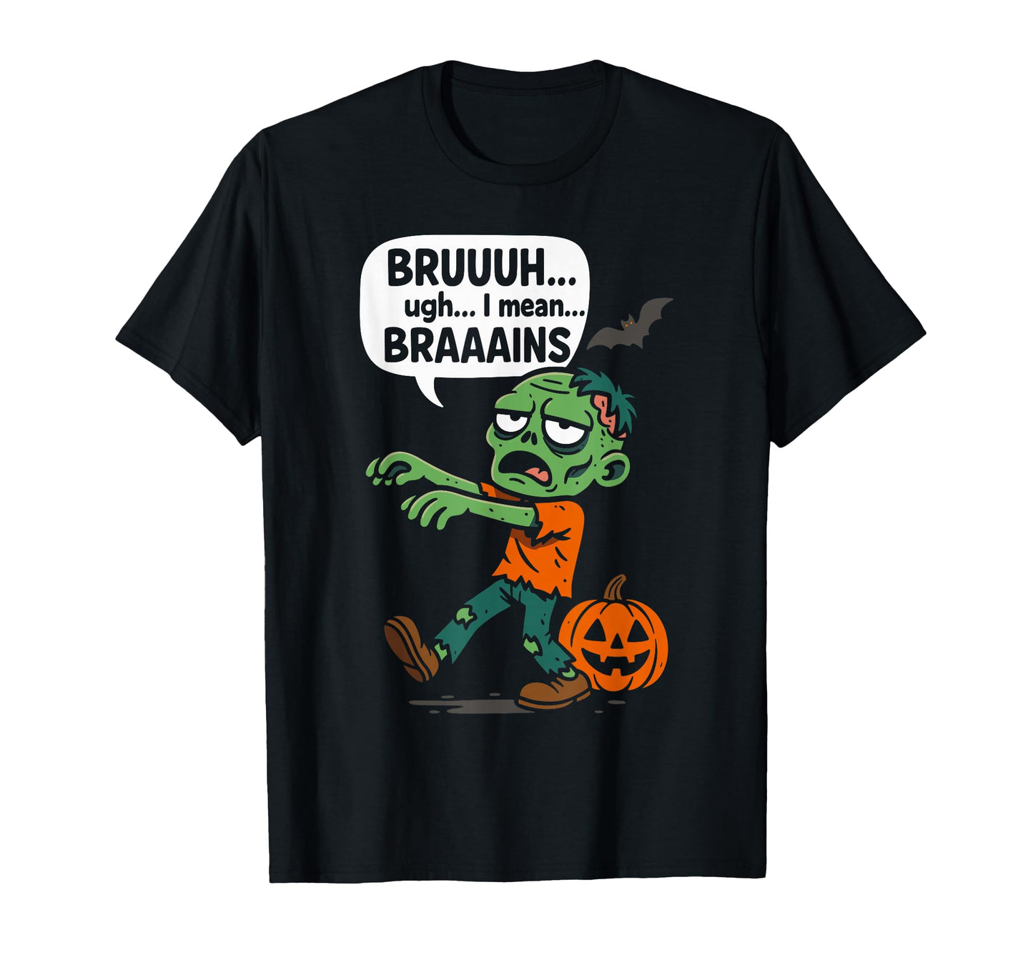 Zombie Bruh Pumpkin Men Women Kids Teens Funny Halloween T-Shirt