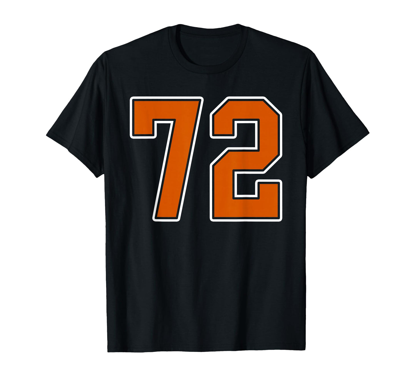 Burnt Orange White Number 72 Jersey Player Uniform #72 T-Shirt