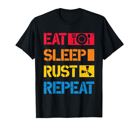 EAT SLEEP RUST REPEAT funny programmer coder programming T-Shirt