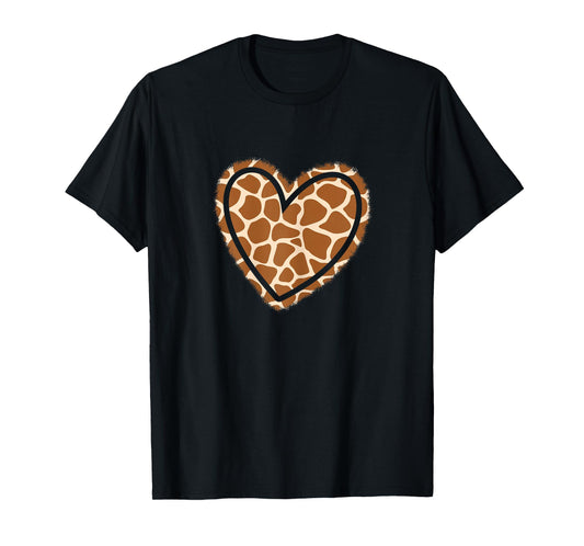 Cute Animal Pattern Giraffe Print Heart Women Girls T-Shirt