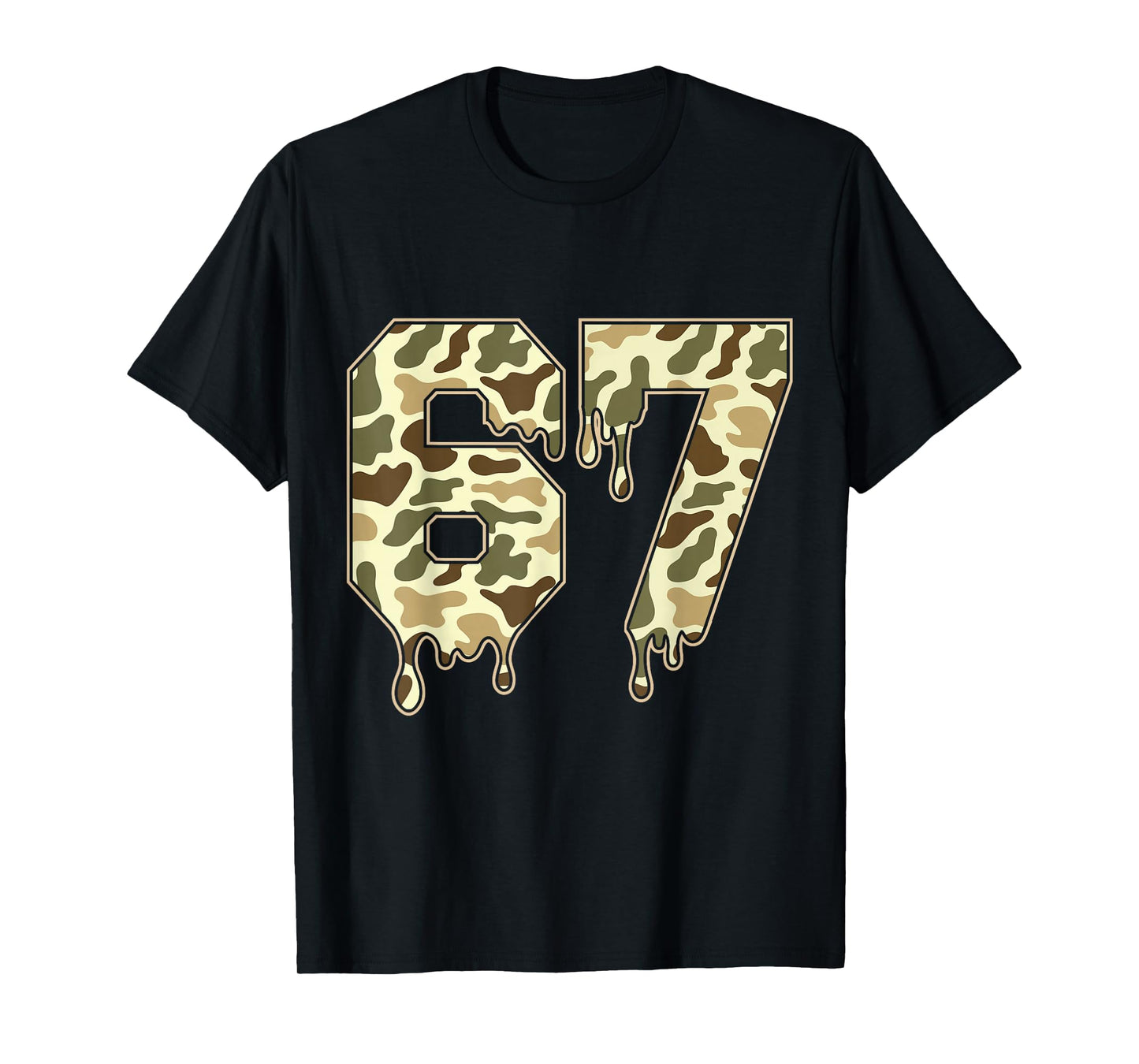 Funny Six Seven Camouflage Dripping Gen Alpha Slang 6 7 Meme T-Shirt