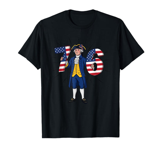 6-7 7-6 George Washington Six Seven American Flag T-Shirt