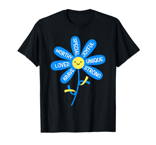 Down Syndrome Awareness Flower Inspirational Trisomy 21 Cute T-Shirt