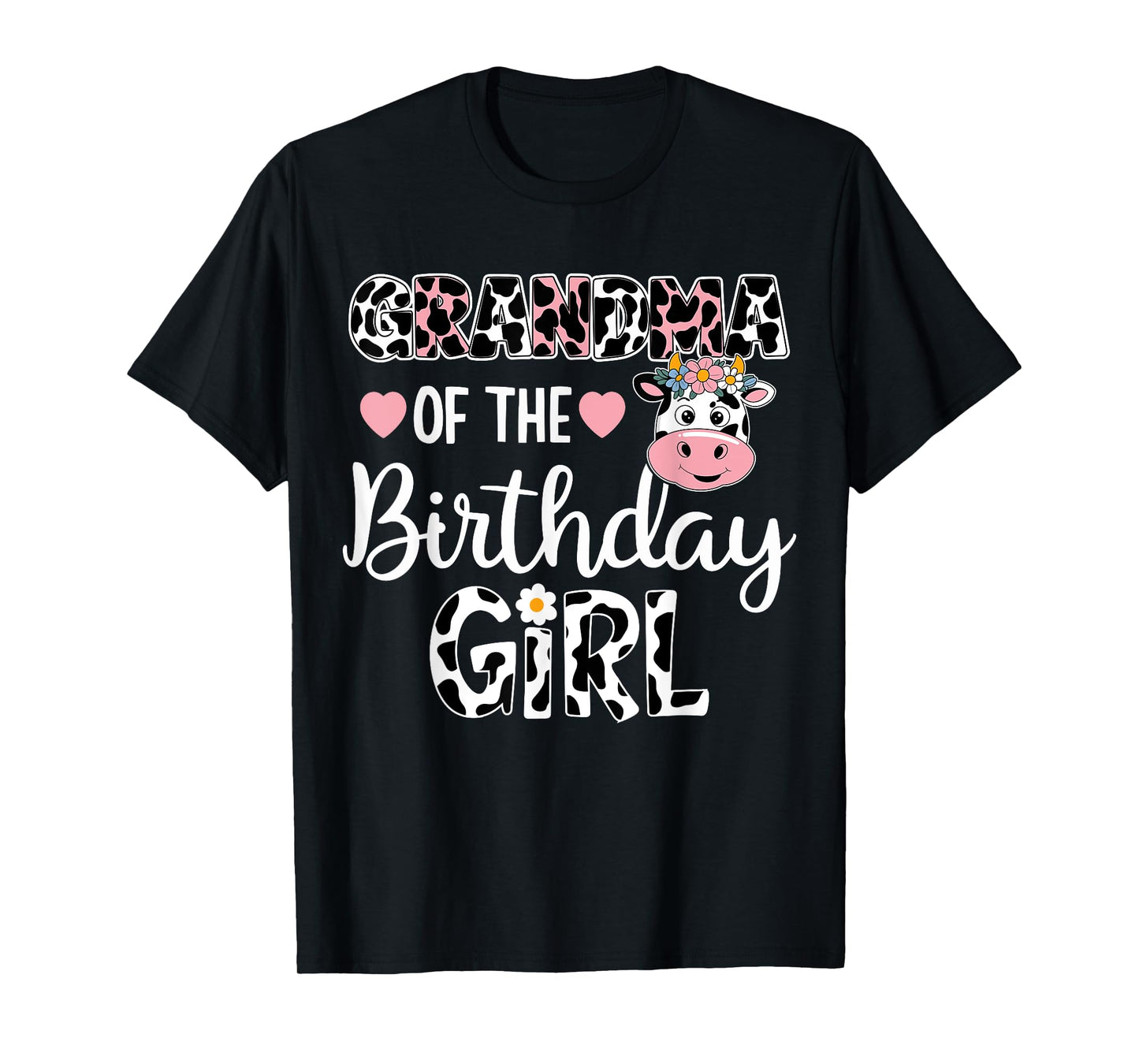 Grandma Of The Birthday Girl Farm Cow 1 St Birthday Girl T-Shirt