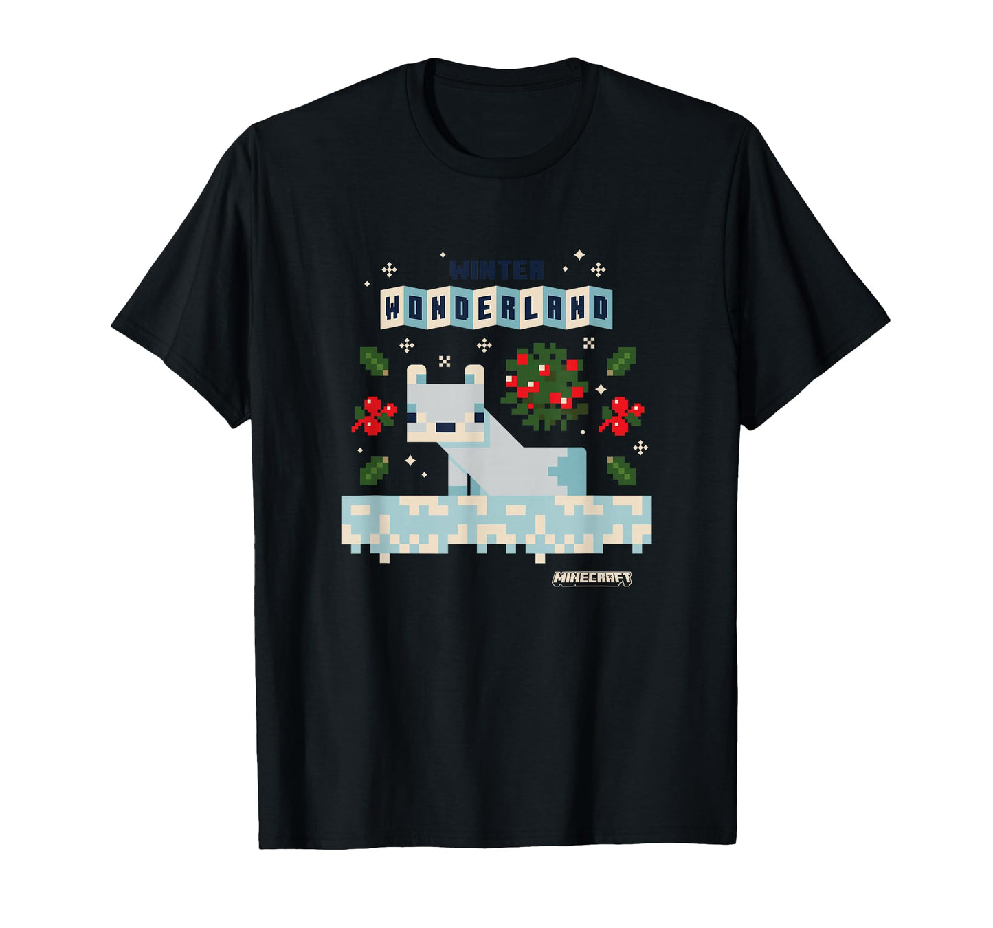 Minecraft Christmas Winter Wonderland Cute Snow Fox Shot T-Shirt