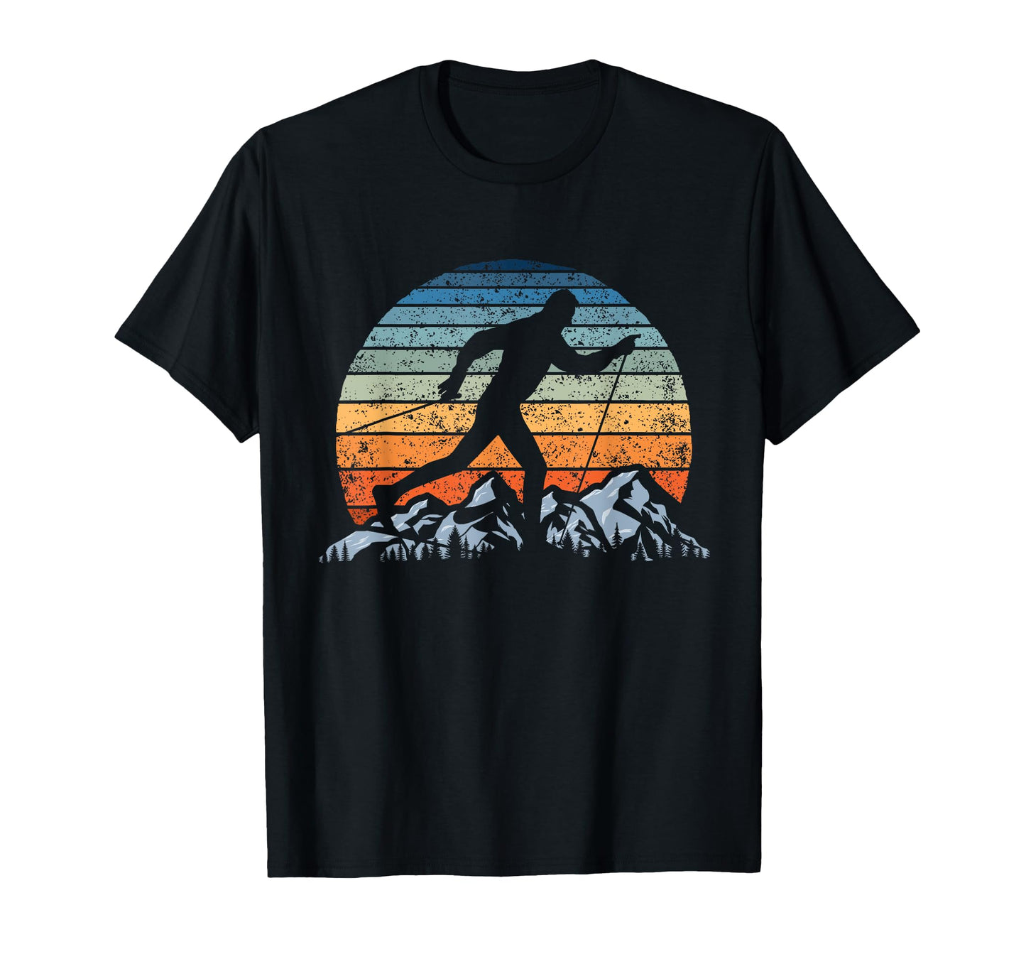 Winter Sports Vintage Sunset Cross-Country Skiing T-Shirt