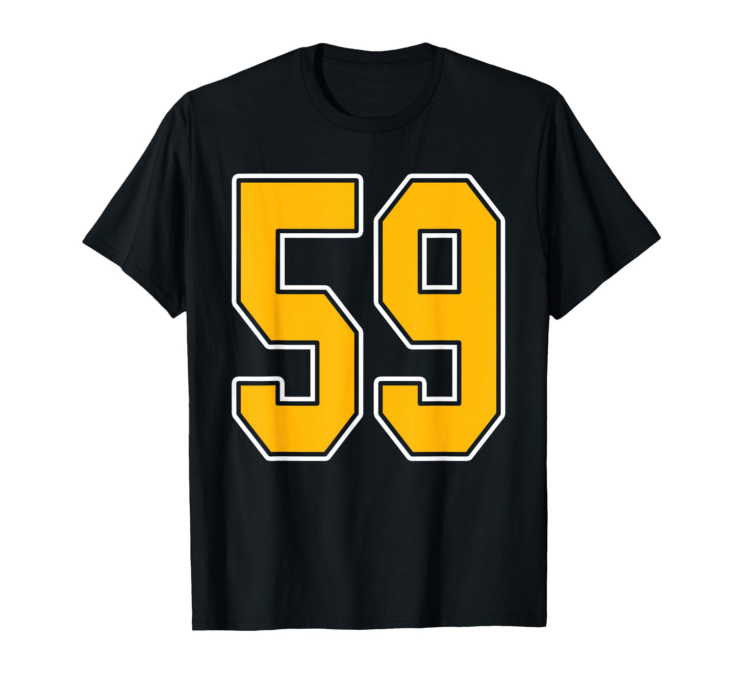 Gold and White Sports Number 59 Jersey Uniform Player T-Shirt
