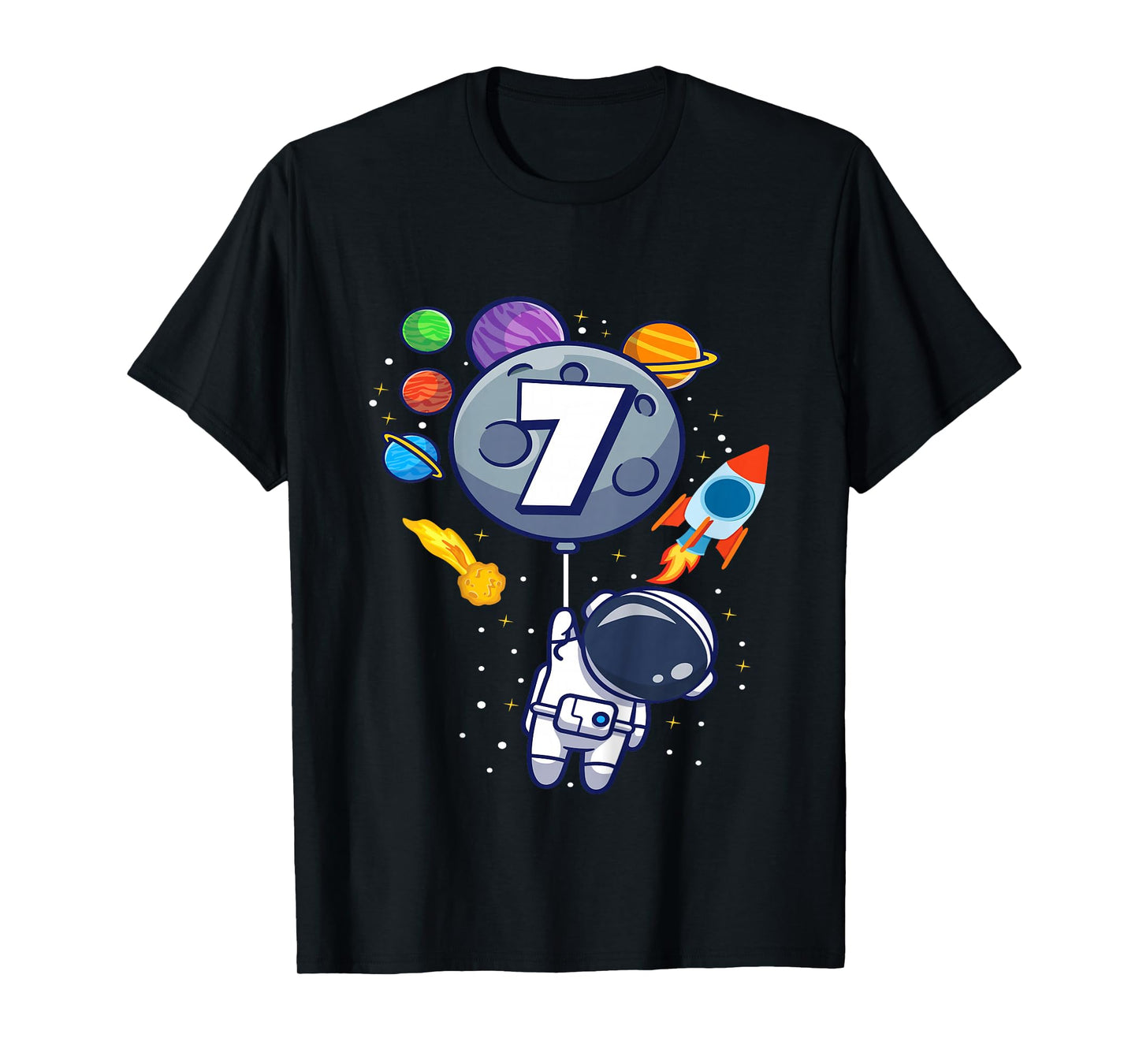 Kids 7th Birthday Astronaut 7 Year Old Birthday Boy T-Shirt