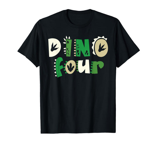 Dino Four Birthday Dinosaur 4th Birthday Matching Family T-Shirt