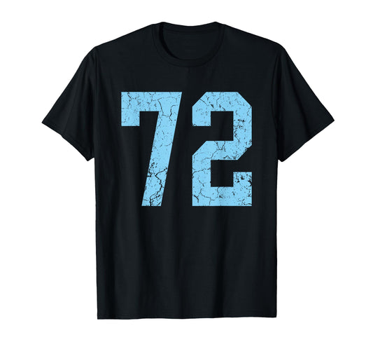Distressed Baby Blue Number 72 Jersey Player Uniform #72 T-Shirt