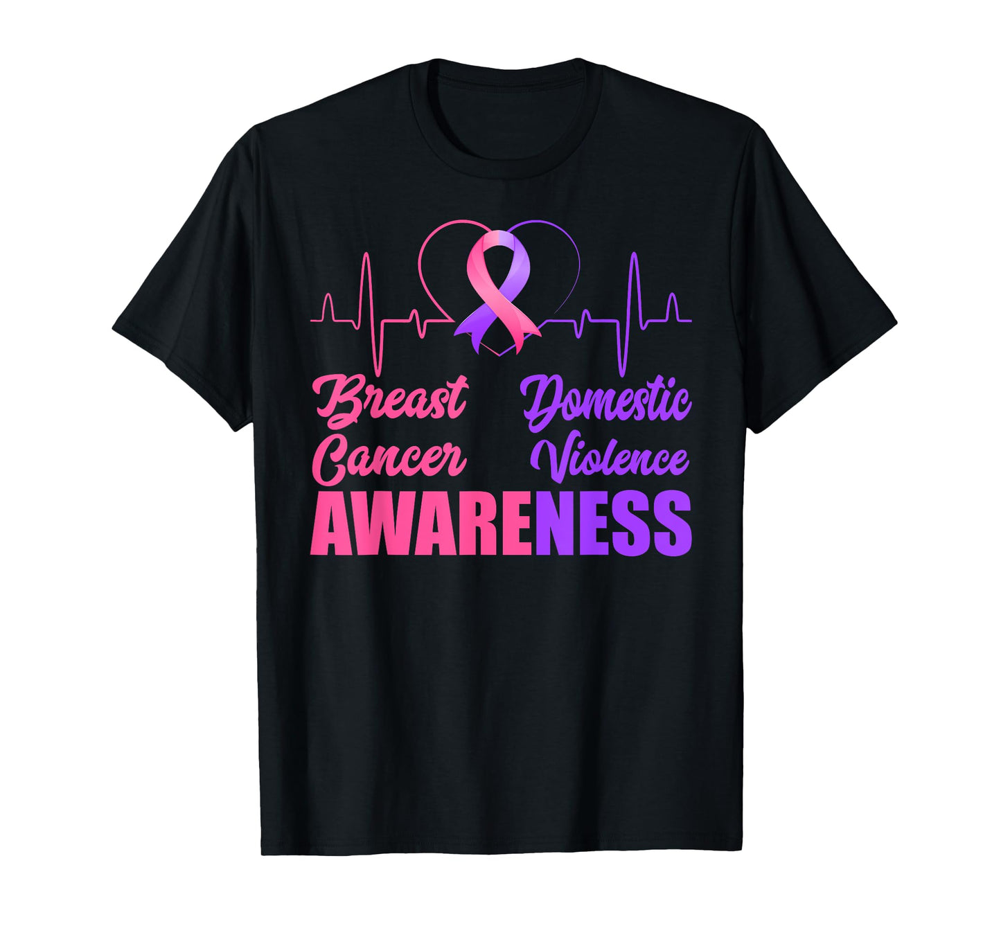 Breast Cancer Heart Love Domestic Violence Awareness Month T-Shirt