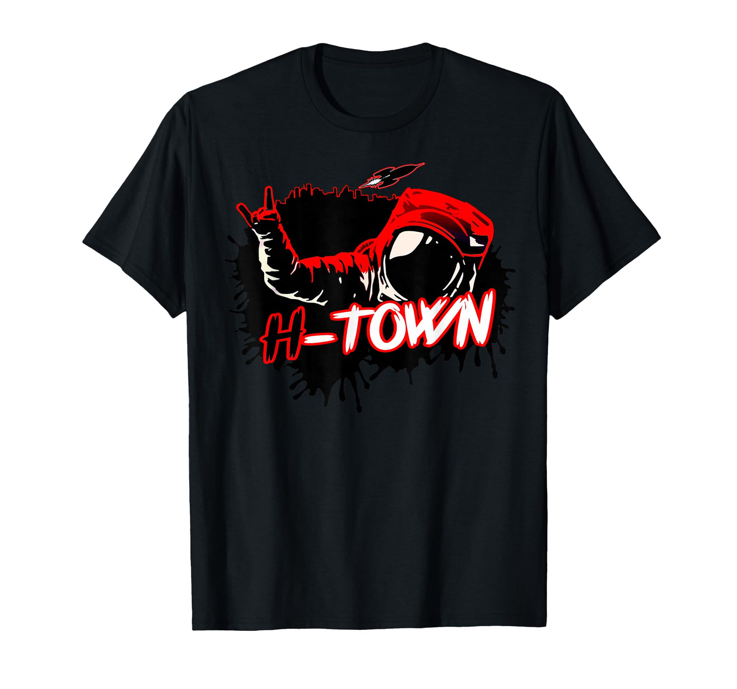 Houston Texas Astronaut H-Town Hand Sign Houston Basketball T-Shirt
