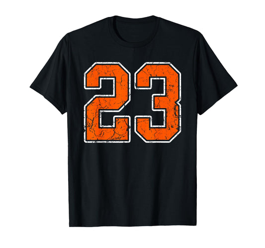 Distressed Orange White Number 23 Jersey Player Uniform #23 T-Shirt