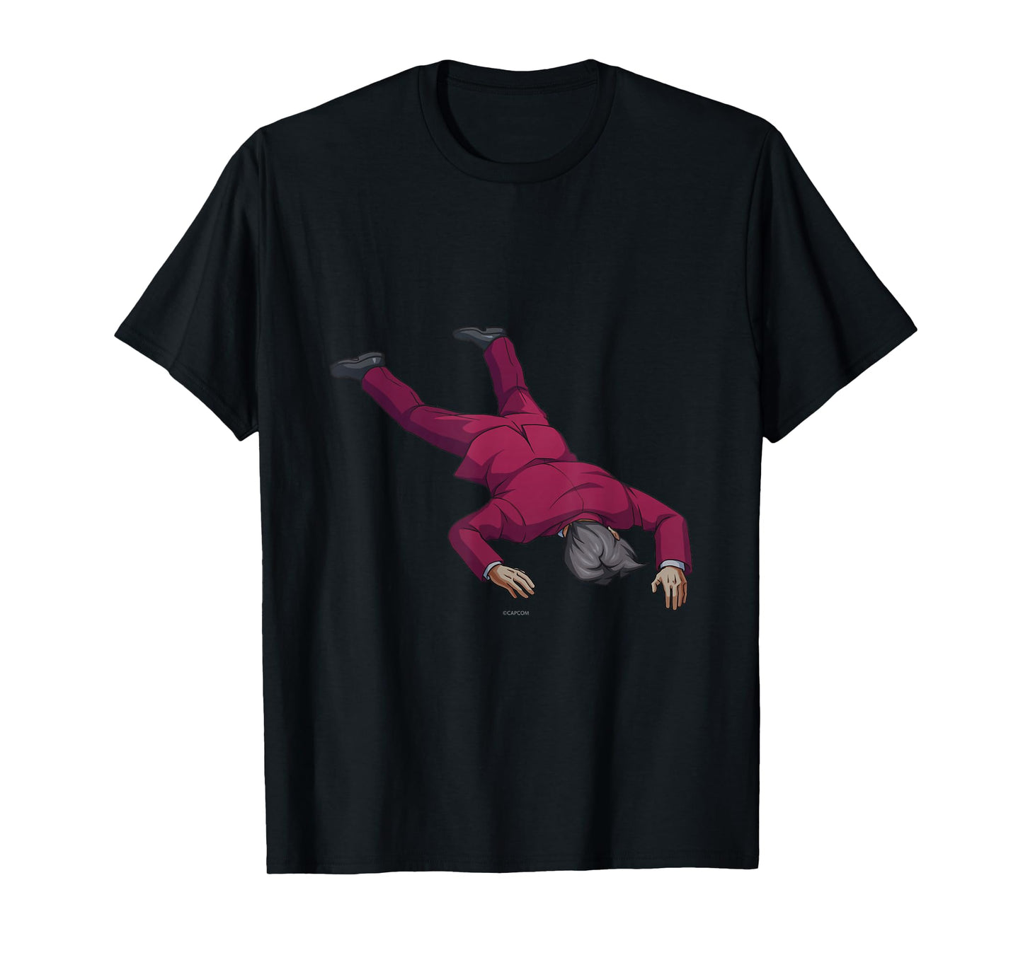 Capcom Ace Attorney Investigations Collection Faceplant Edgeworth Unisex T-Shirt - Black, Small
