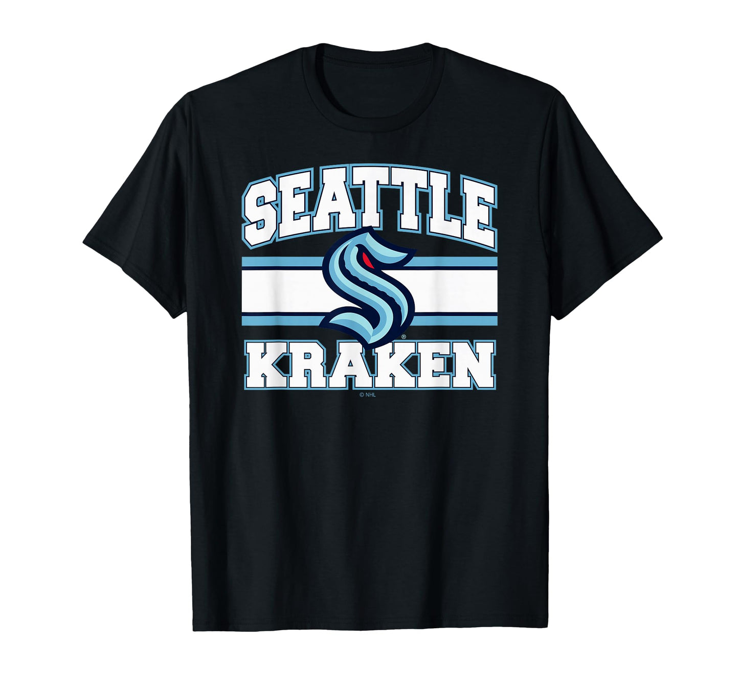 Seattle Kraken Stripe Black Officially Licensed T-Shirt