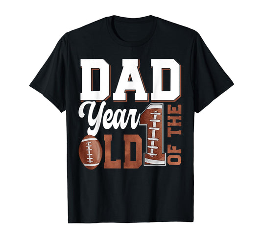 Dad of the 1 Year old Football 1st Year Down Birthday Party T-Shirt