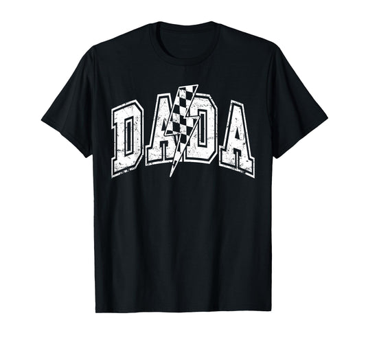 Dada Lightning Bolt Checkered Varsity Dad Men Father's Day T-Shirt