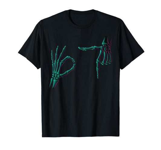 67 Meme Skeleton Hands 6 7 Halloween Six Seven Funny Meme T-Shirt