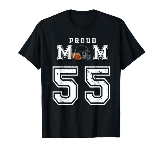 Custom Proud Football Mom Number 55 Personalized For Women T-Shirt