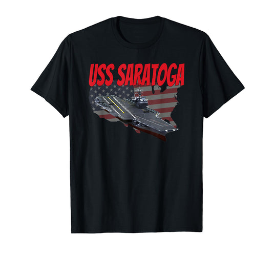 Aircraft Carrier USS Saratoga CV-60 Idea for Grandpa Dad Son T-Shirt