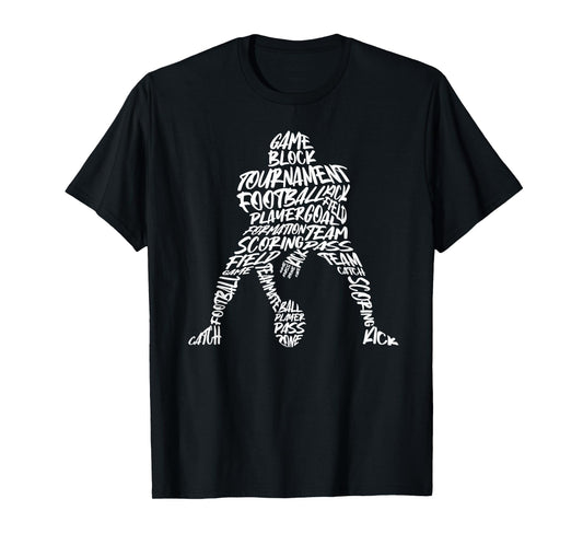 American Football Player Typography Men Boys Football T-Shirt