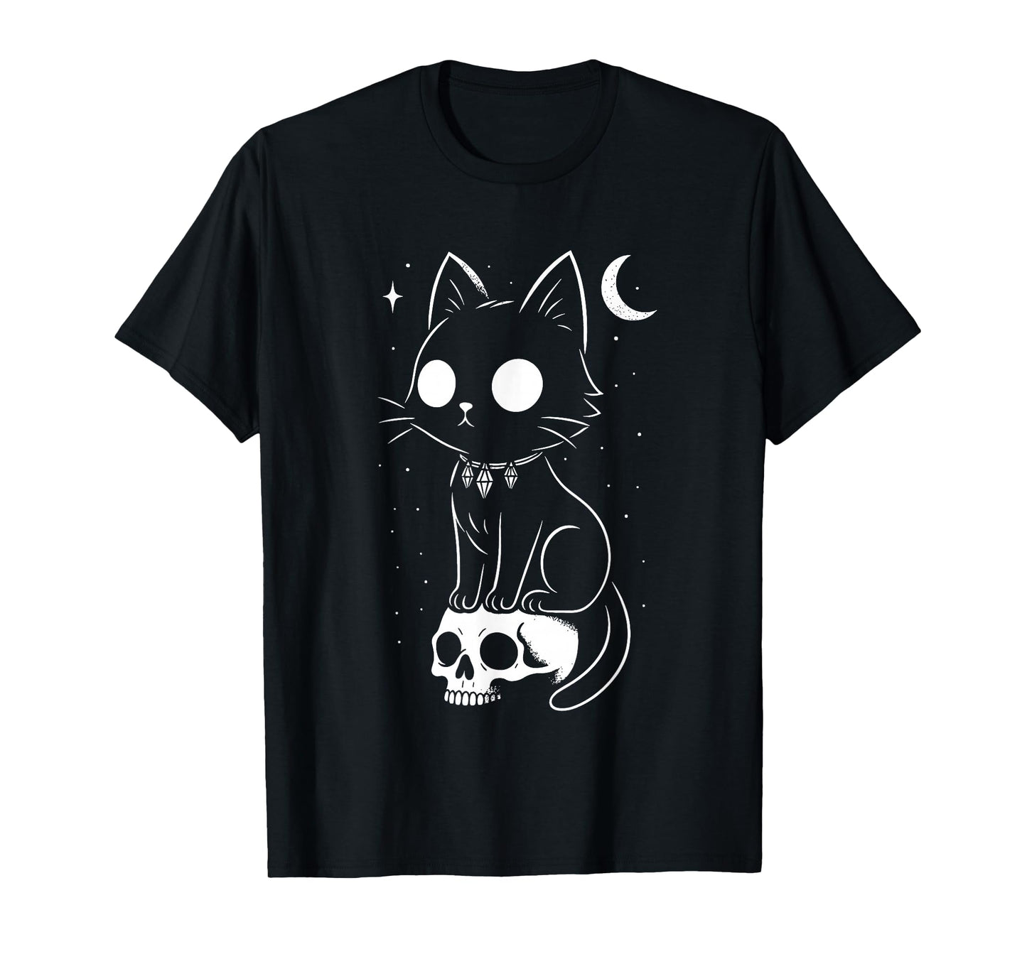 Cat Kitty Skull Creepy Cute Kawaii Goth Witchy Alt Halloween T-Shirt