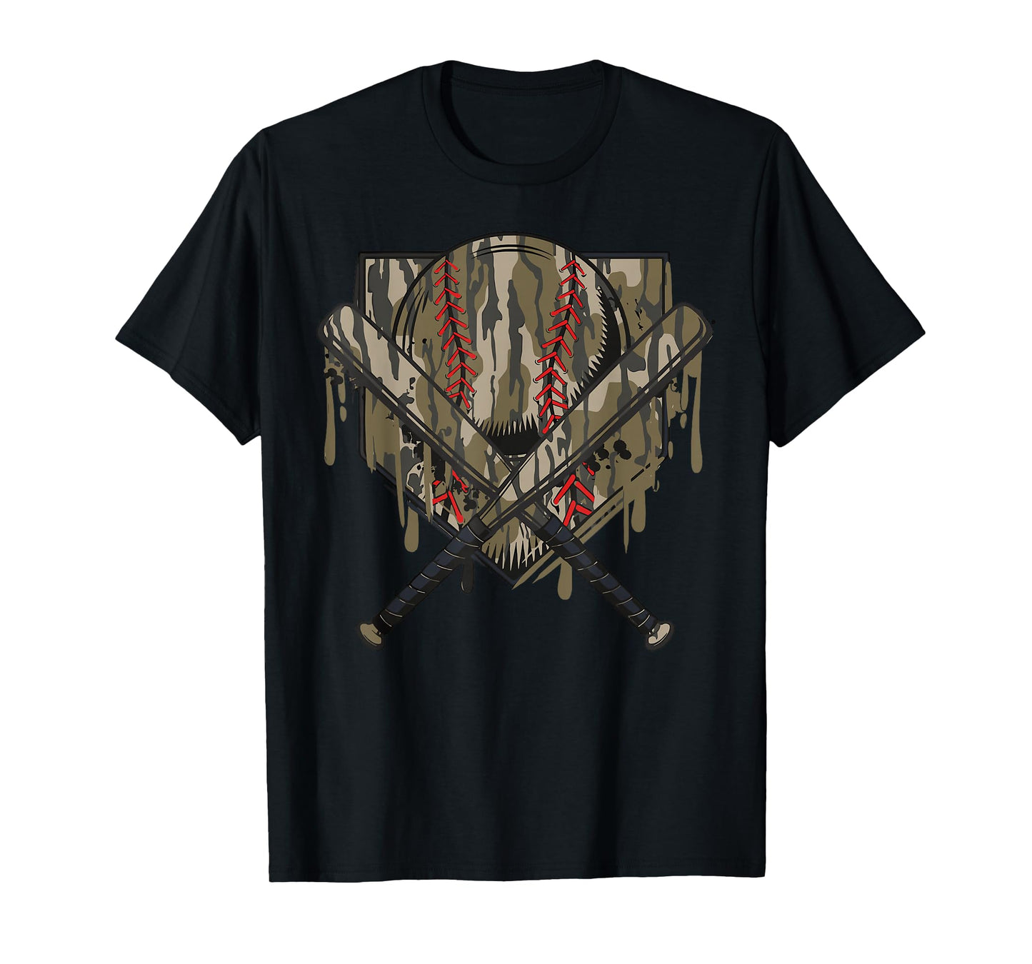 Baseball Drip for Boys Ice Cream Drip Old Camo Baseball Boys T-Shirt