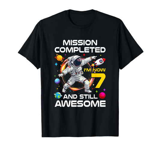 7Th Birthday Astronaut 7 Years Old Outer Space Birthday T-Shirt
