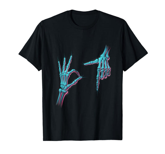 67 Meme Skeleton Hand 6 7 Halloween Six Seven Funny Teens T-Shirt