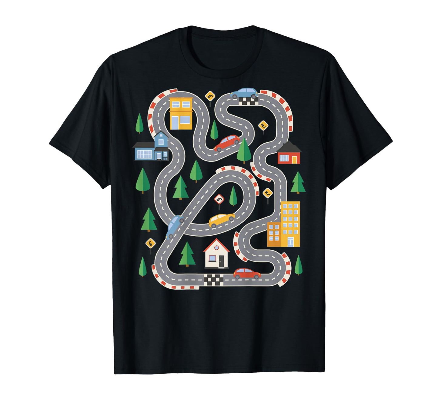 Cool Playmat Car Race Track On Back Cute Toddler Fathers Day T-Shirt