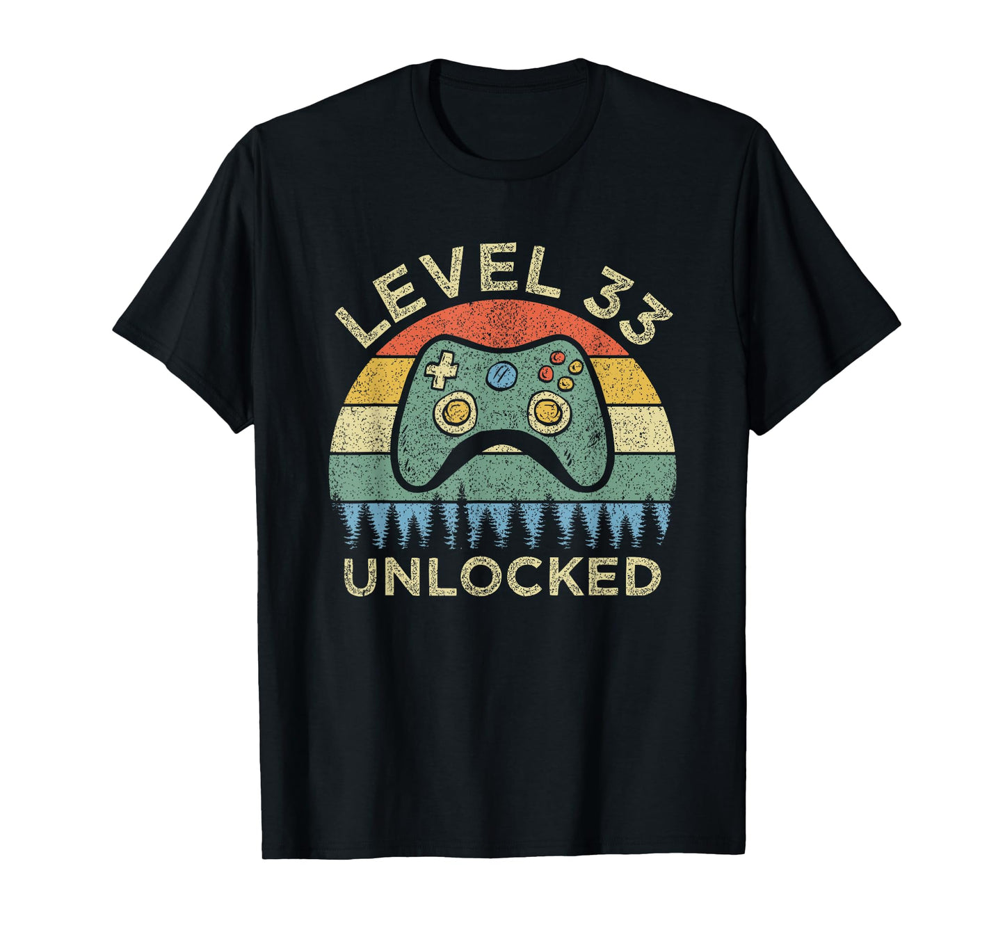 Level 33 Unlocked Video Gamer Retro 33rd Birthday Gift T-Shirt