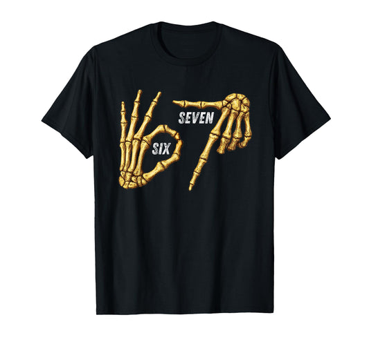 67 Skeleton Hands Six Seven Gen Alpha Halloween Meme T-Shirt