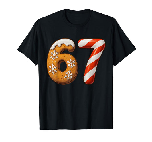 67 Six Seven 6-7 Gingerbread Candy Cane Christmas Kids Meme T-Shirt