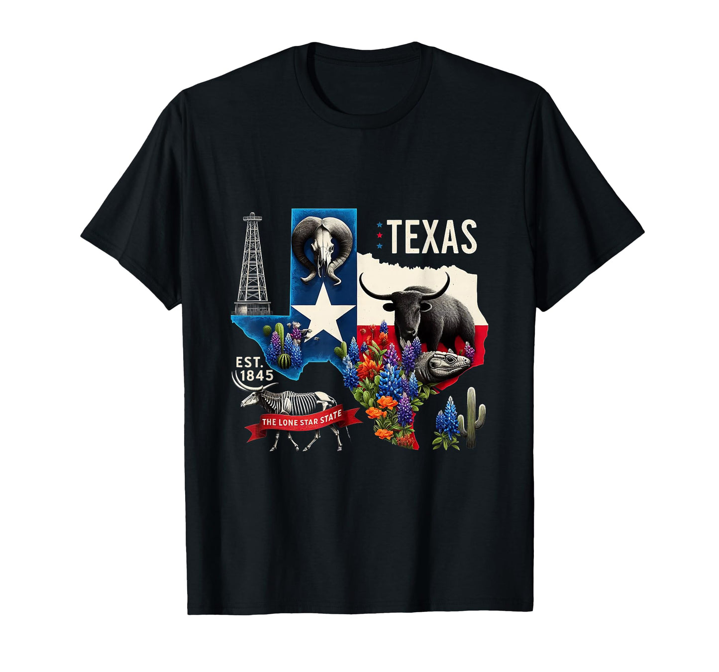 Retro Vibes Texas USA Bull American T-Shirt