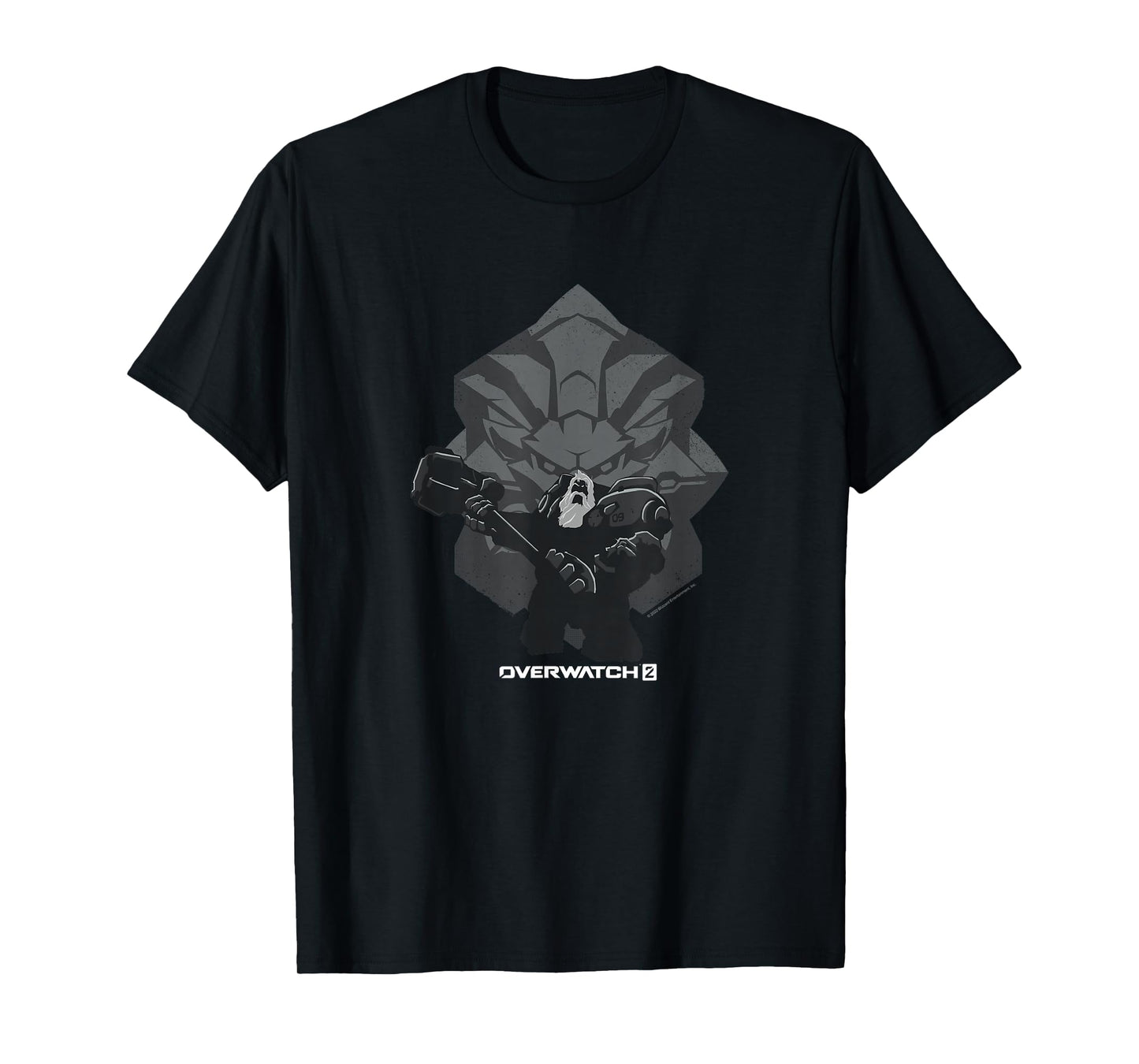 Overwatch 2 Powerful Strong Reinhardt Silhouette Chest Logo T-Shirt