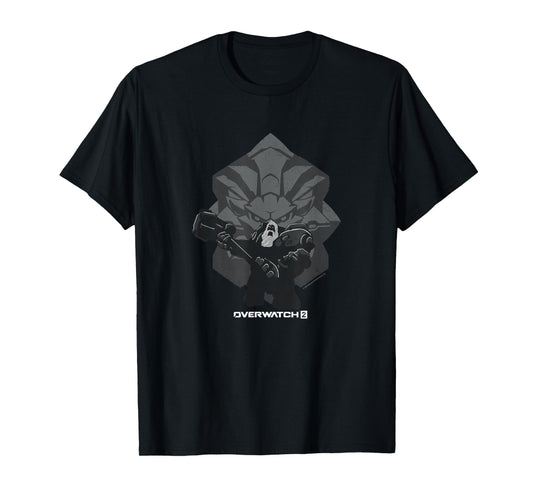 Overwatch 2 Powerful Strong Reinhardt Silhouette Chest Logo T-Shirt