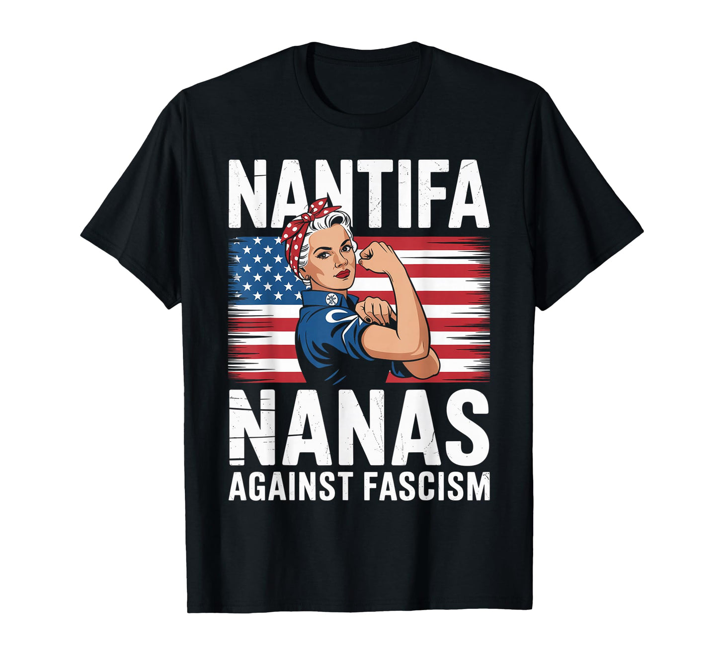 Nantifa Nana Against Fascism Flag Resist No Kings Grandma T-Shirt