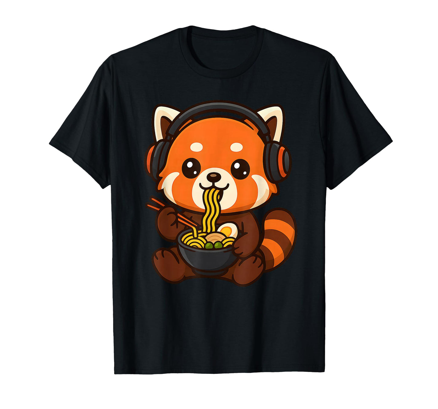 Red Panda Gaming Gamer Eating Ramen T-Shirt