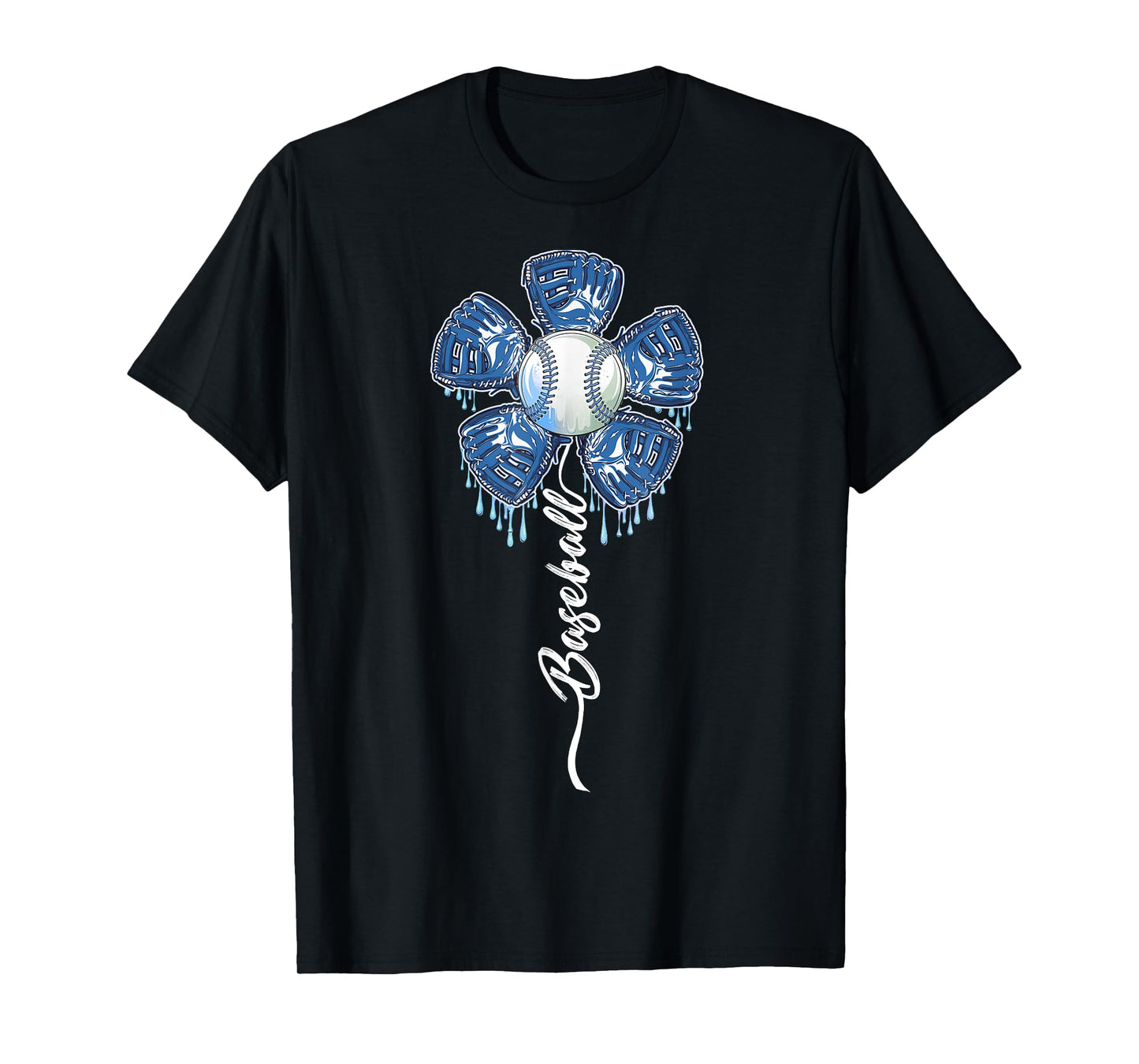 Baseball Flower Drip Ice Cream Sprinkles Baseball Glove T-Shirt