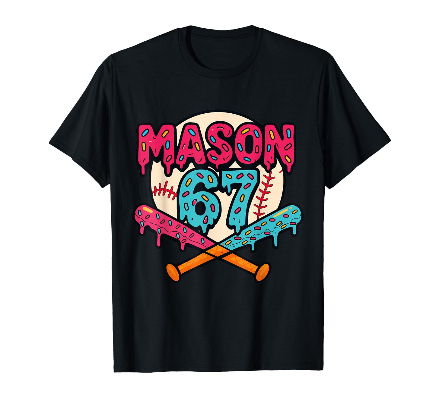 Mason 67 Funny Ice Cream Drip Baseball Meme Graphic T-Shirt