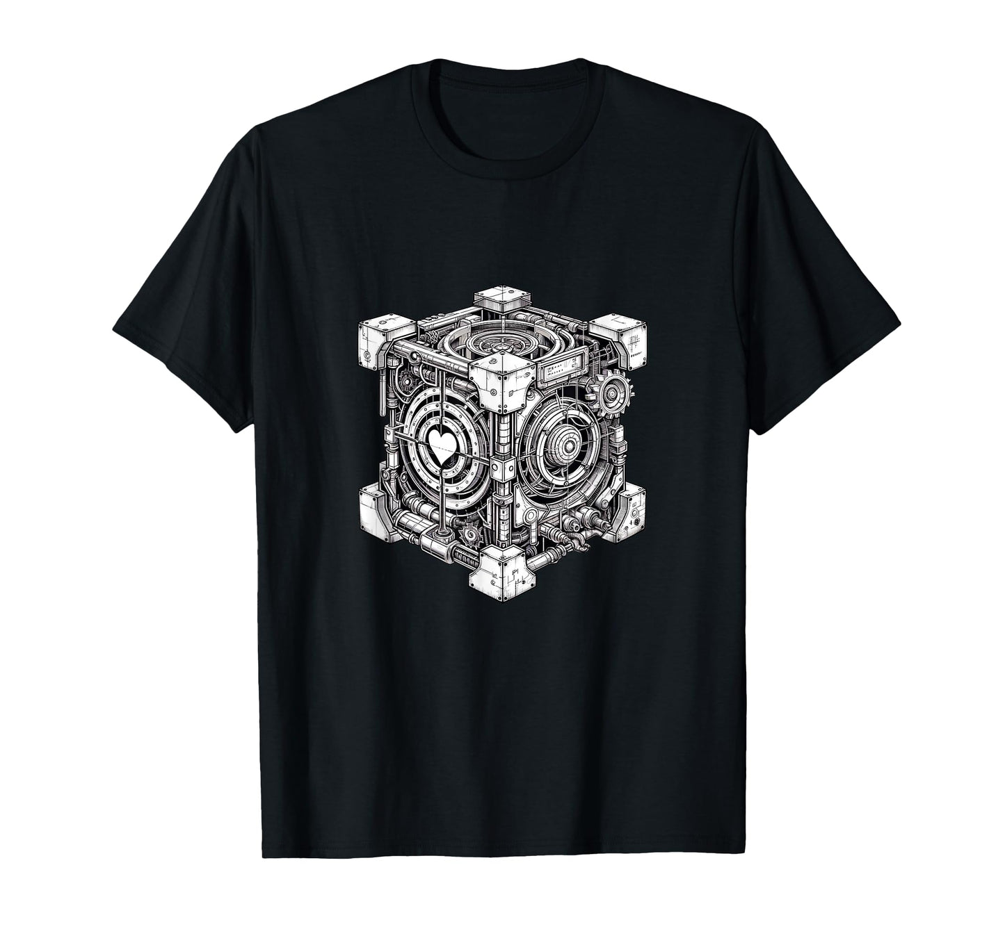 Steampunk Companion Cube with Portal-shaped Apertures T-Shirt