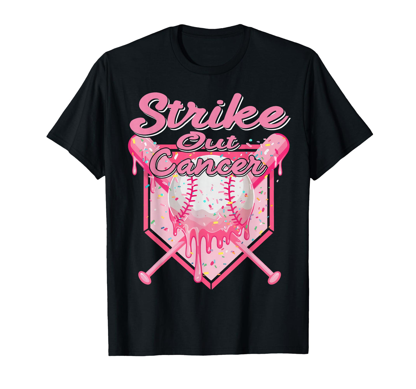 Strike Out Breast Cancer Baseball Drip for Boys Youth T-Shirt