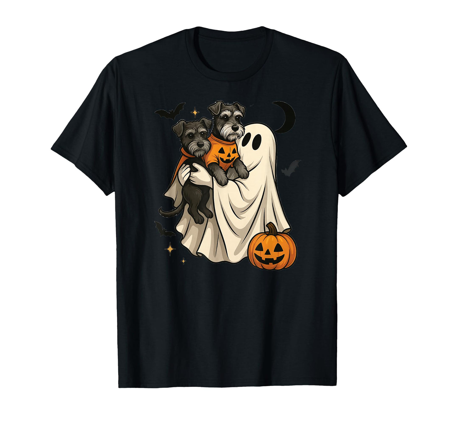 ghost Miniature Schnauzer Dog halloween T-Shirt