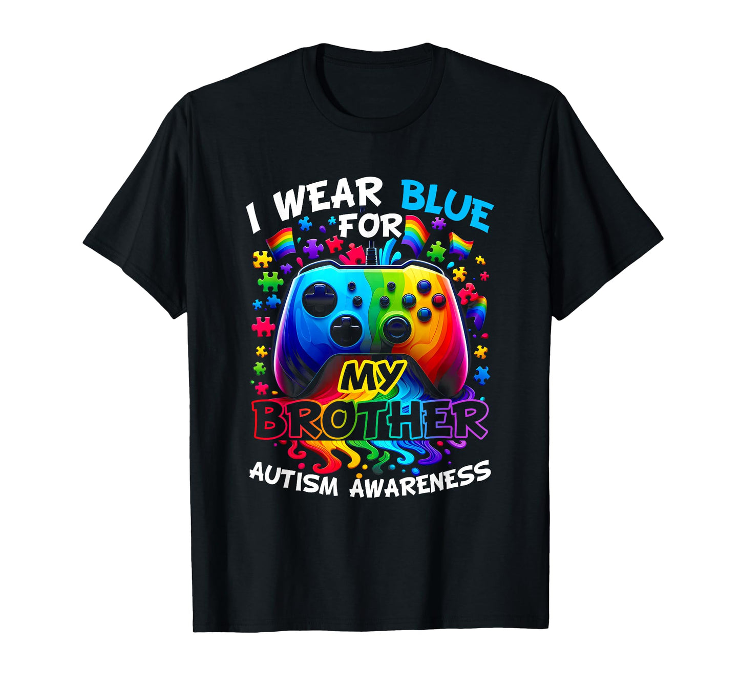 I Wear Blue For My Brother Autism Awareness Video Game T-Shirt