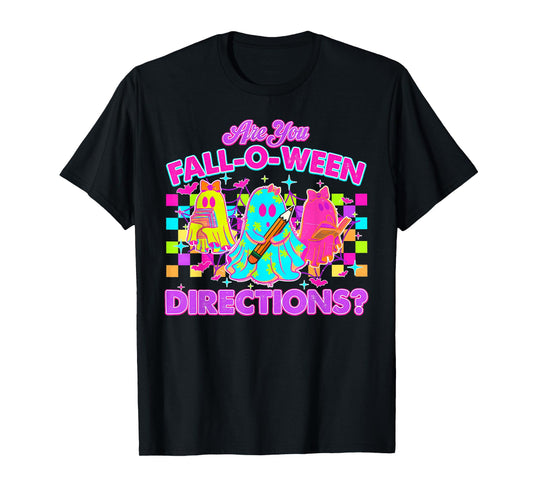 are You Fall-O-Ween Directions Neon Ghost Teacher Halloween T-Shirt