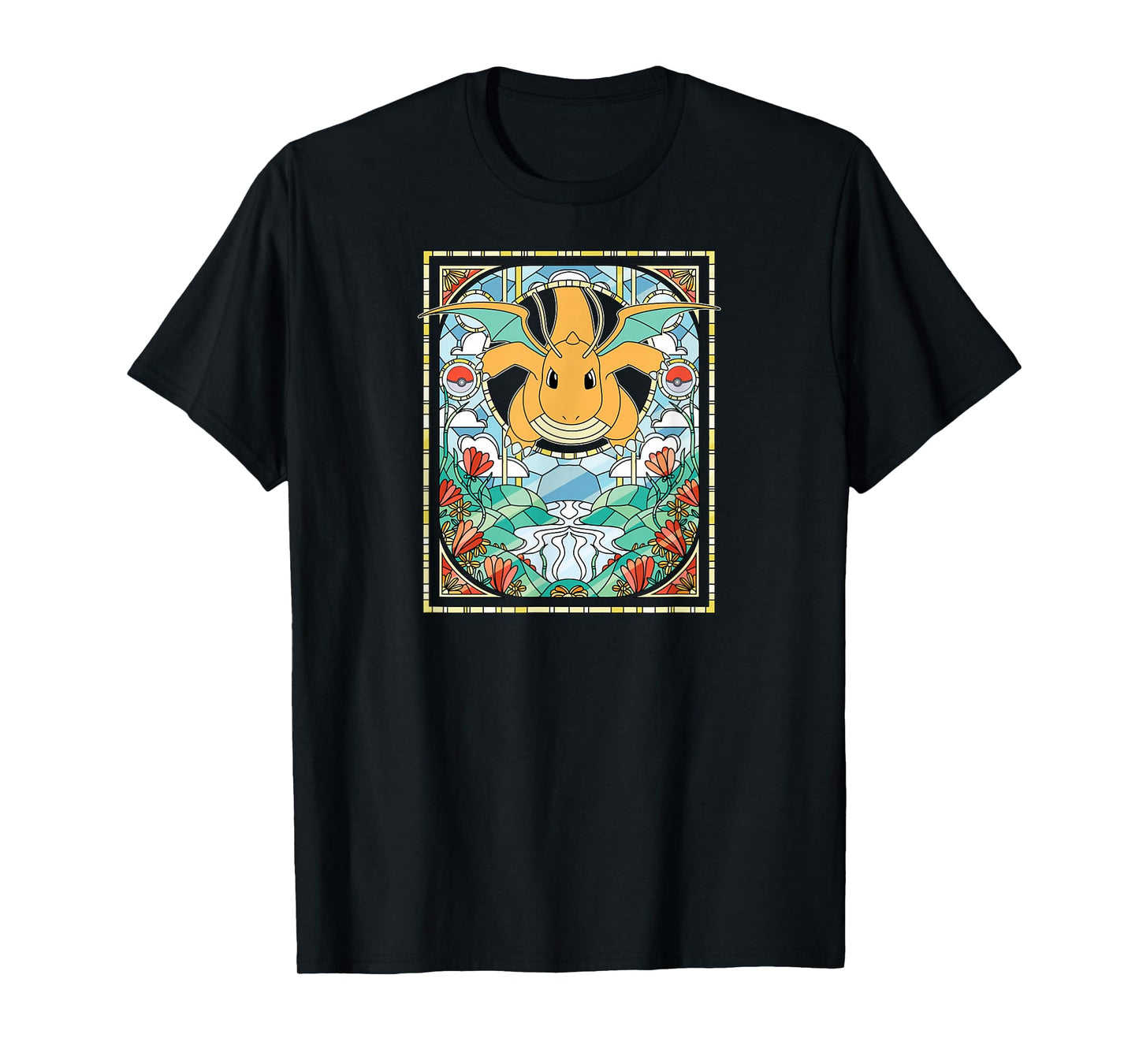 Pokémon - Dragonite Stained Glass Dragon Type Generation 1 T-Shirt