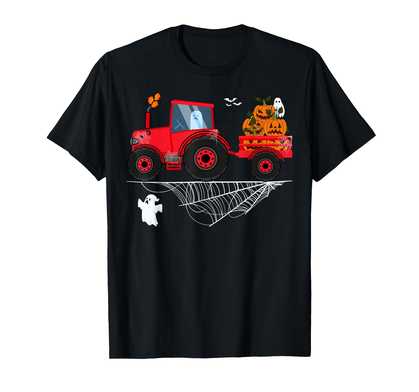 Halloween Tractor Kids Pumpkin Farm Spooky Ghost Tractor T-Shirt