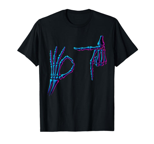 67 Meme Skeleton Hand 6 7 Halloween Six Seven Funny Humor T-Shirt