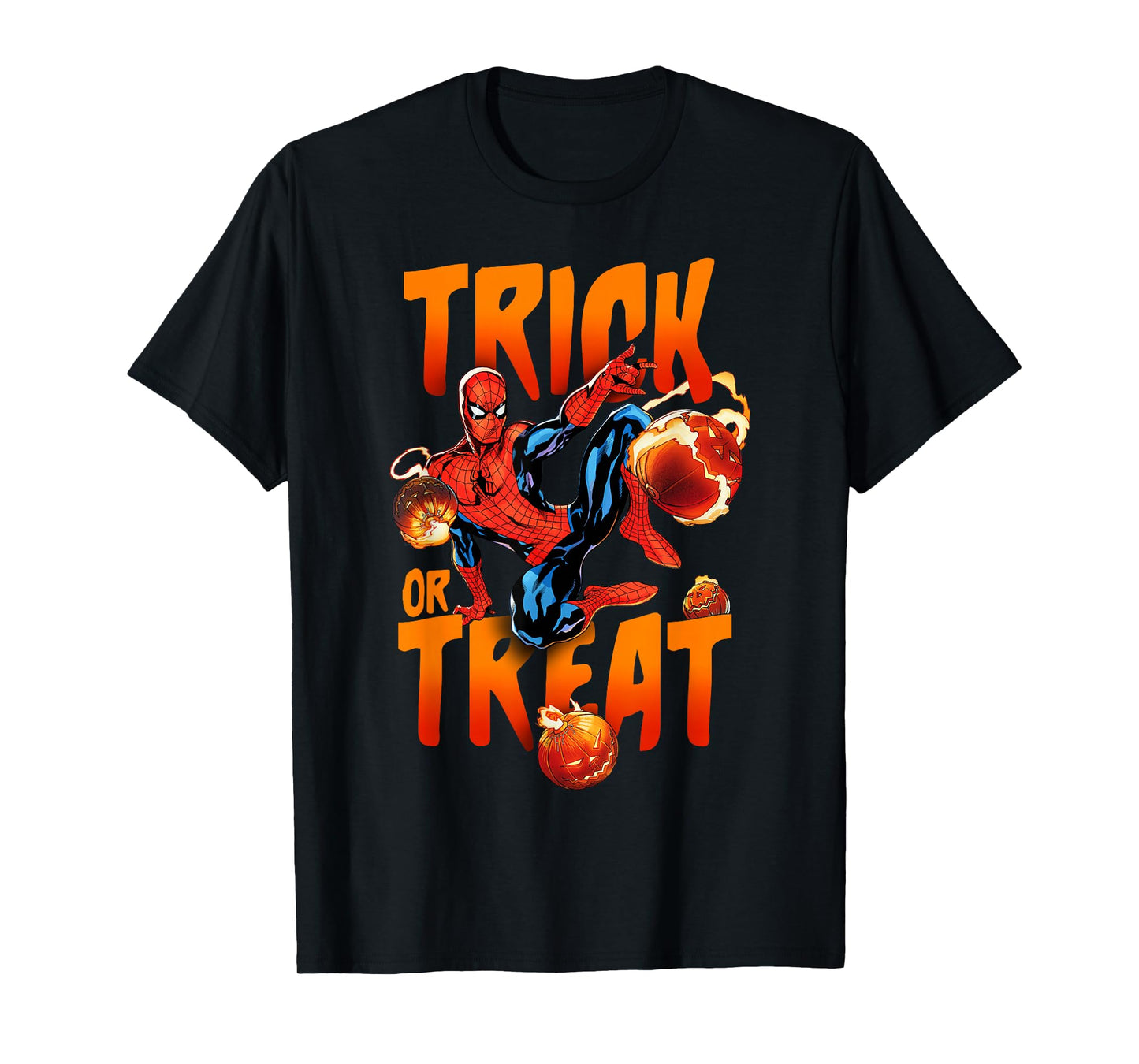 Marvel Spider-Man Halloween Trick Or Treat Pumpkin Bombs T-Shirt